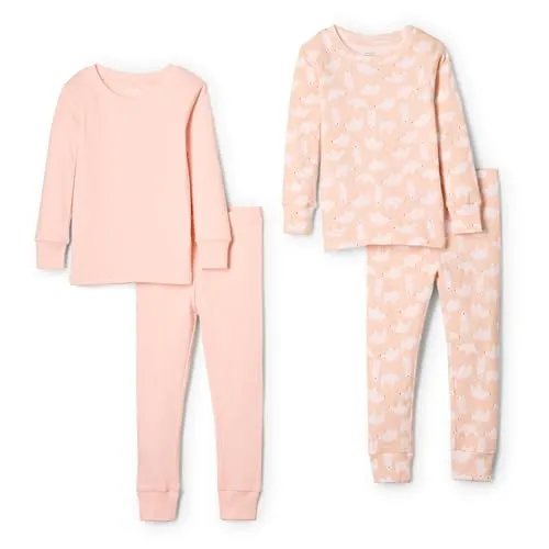 Amazon Essentials x Sofia Grainge Unisex Toddlers' Snug-Fit Cotton Pajamas, Pack of 2, Pink/Polar Bear, 2T