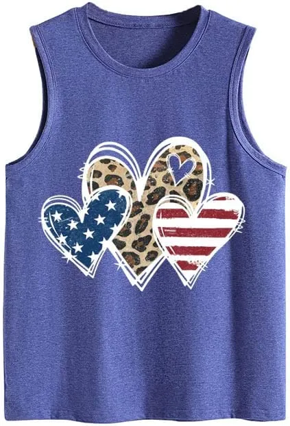 American Flag Heart Tank Tops for Women