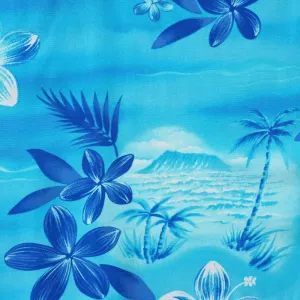 Aurora Blue Hawaiian Rayon Fabric by the Yard