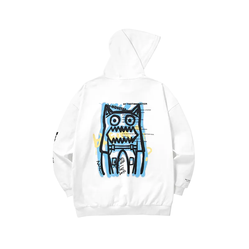 Bigdon doodle print drawstring hoodie with shoulder sleeves