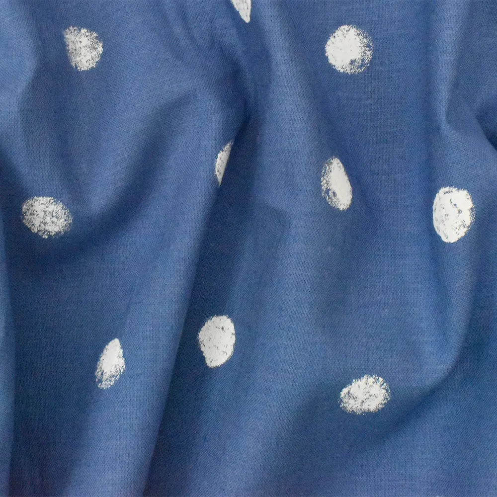 Blue-White Famous Maker Cotton Paint Dot Printed Woven Shirting Fabric