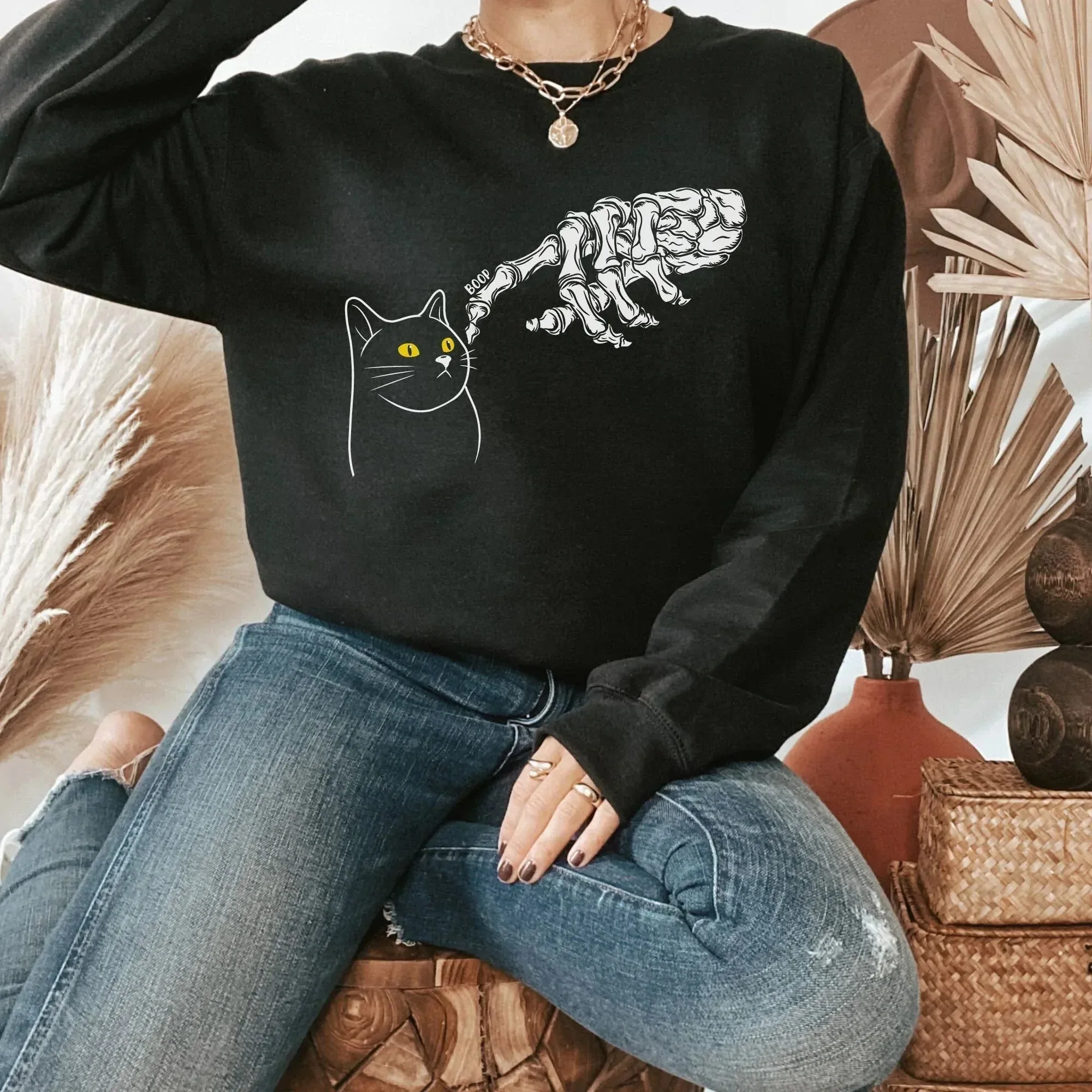 Cat Sweater, Cad Dad Gift, Halloween Cat Shirt, Cute Cat Hoodie, Black Cat themed Gifts,  Spooky Cat Mom Sweatshirt, Funny Cat Mom Shirt