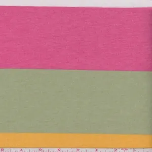 Celery/Pink/Gold Stripe Baby French Terry Knit Fabric