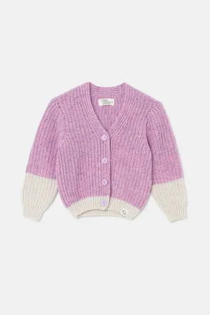 Color block tricot baby cardigan