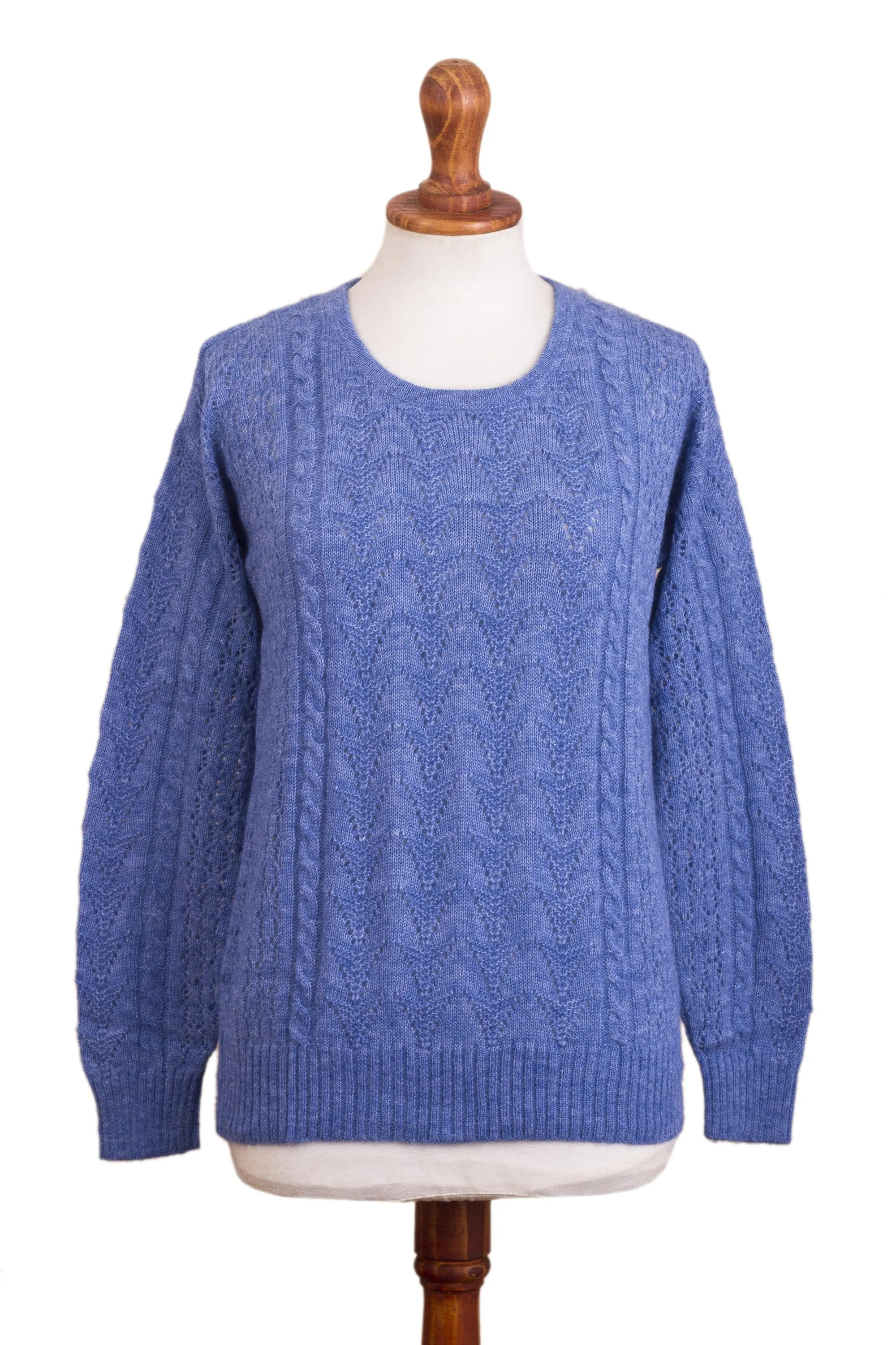 Distinction in Blue Heather Blue Baby Alpaca Blend Sweater