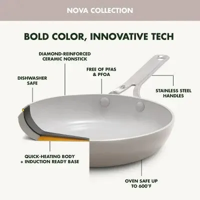 GreenPan Nova 8" Ceramic Nonstick Aluminum Fry Pan with Stainless Steel Handle Clay: Dishwasher-Safe, Induction Compatible