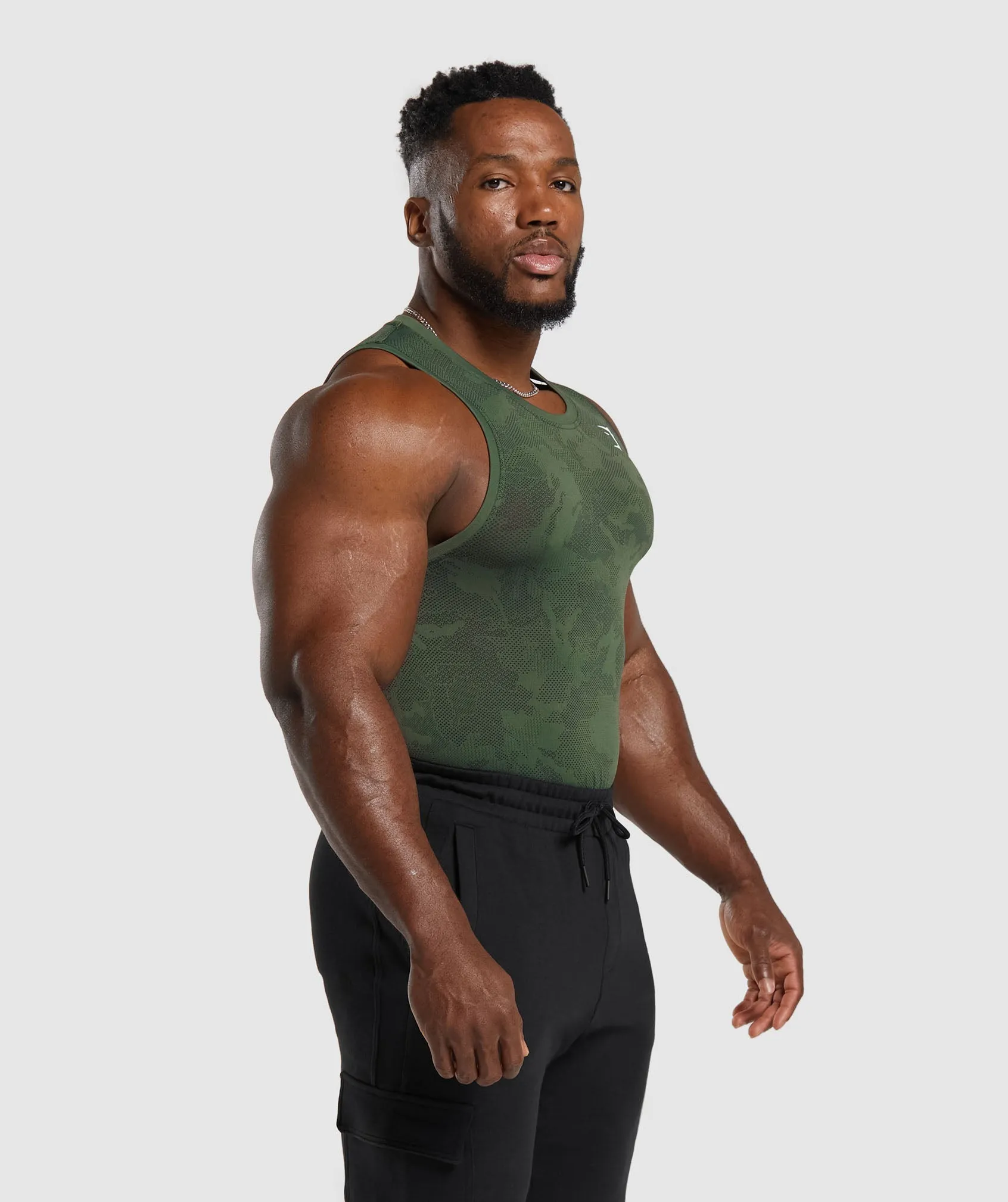 Gymshark Geo Seamless Tank - Core Olive/Black