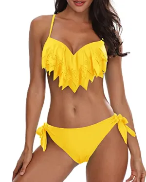 High Cut Two Piece Bikini Swimsuit Push Up Underwire Bikini Sets Sexy Bathing Suits-Neon Yellow