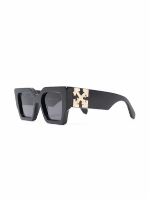 Off-White Catalina Rectangular Frame Sunglasses Black/Dark Grey/Gold