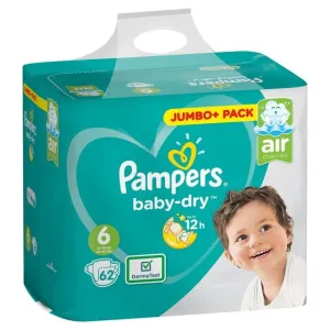 Pampers Baby-dry Diapers Size 6 Jumbo  Pack, 62 Pieces