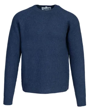 Schott NYC Men's Ribbed Knit Wool Crewneck Sweater - Navy