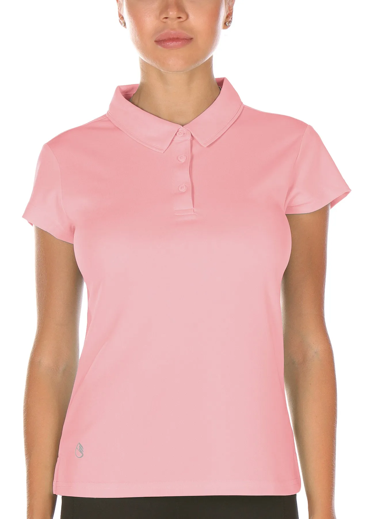 T28 icyzone Women's Athletic Golf Polo Shirts Stretch Pique Short Sleeve Tops