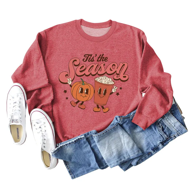 Tis' The Season Fashion Autumn and Winter Primer Letter Print Long Sleeve Sweater for Women