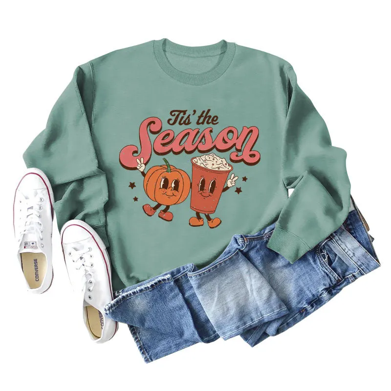 Tis' The Season Fashion Autumn and Winter Primer Letter Print Long Sleeve Sweater for Women