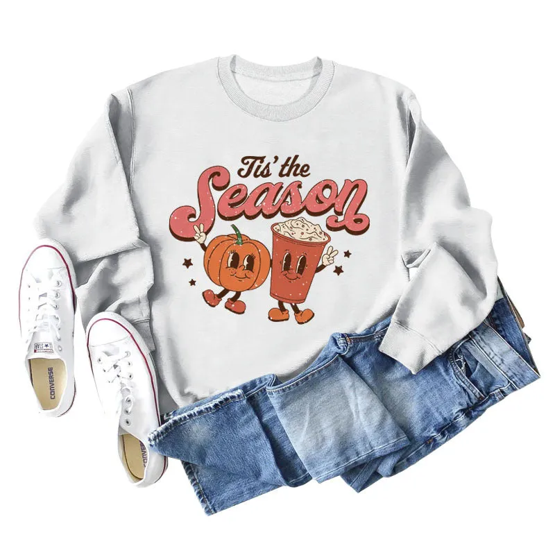 Tis' The Season Fashion Autumn and Winter Primer Letter Print Long Sleeve Sweater for Women