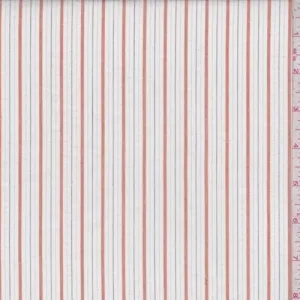 White/Orange/Silver Pinstripe Cotton Shirting Fabric